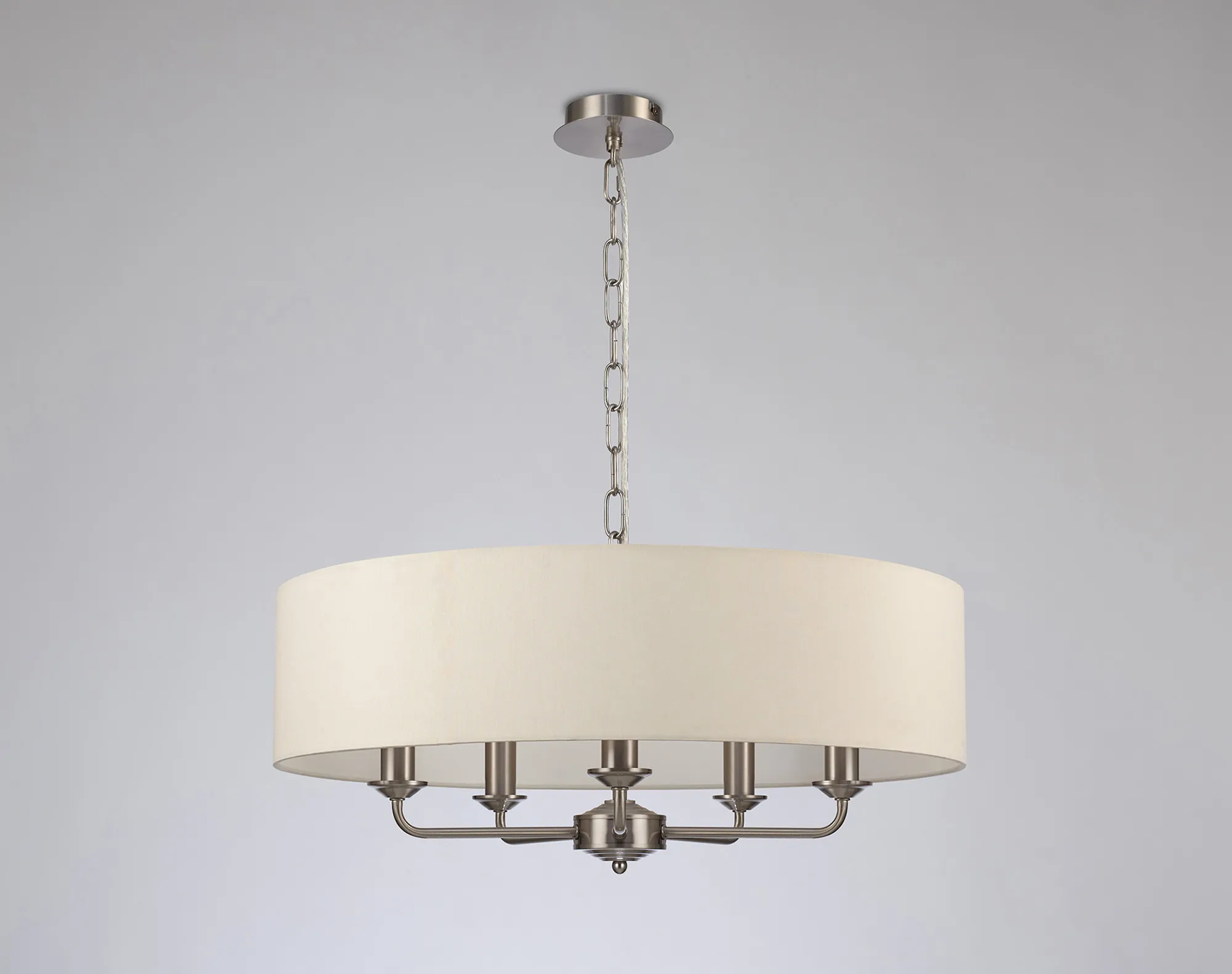 Banyan 60cm 5 Light Pendant Satin Nickel, Ivory Pearl DK0063  Deco Banyan SN IV